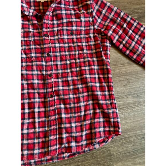 Gap Mens Red Black White Flannel Button Up Plaid Shirt Size Medium Cotton - Picture 5 of 9